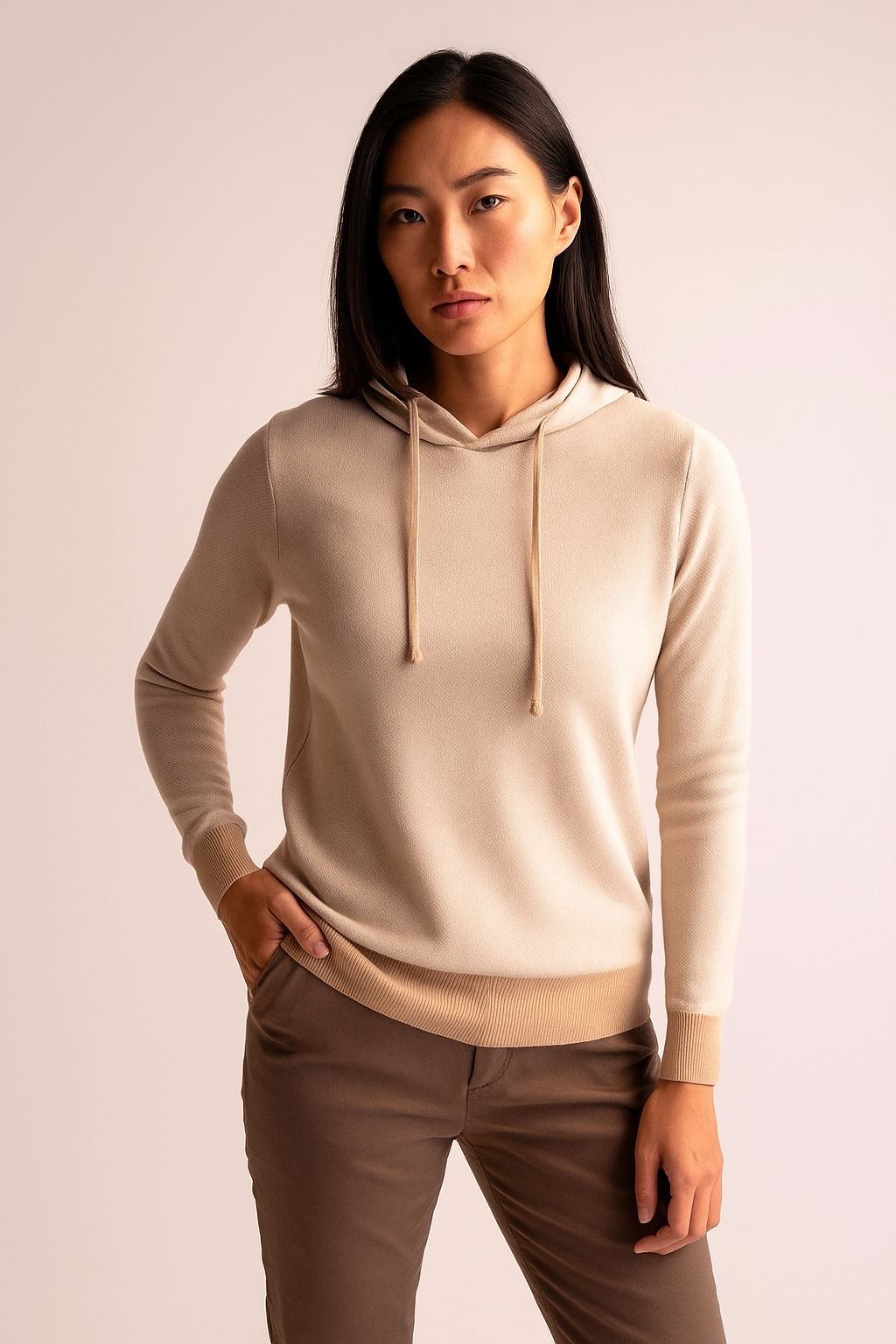 Kadın triko kapşonlu  Sweathirt